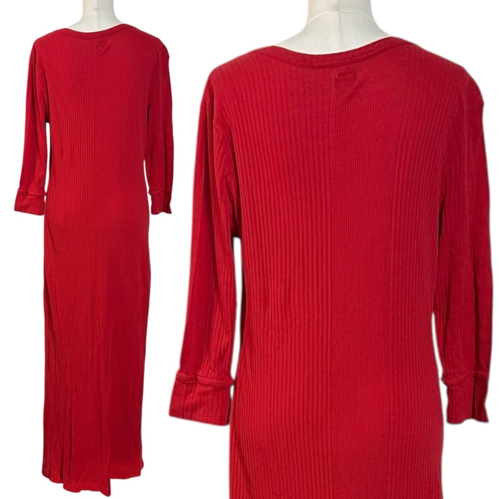 Free People Vance Maxi Dress in Talking Roses Red Size XL Minimalist Cotton - Picture 7 of 11